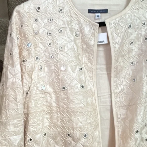 NWT Vintage 2000 Susan Lazar Bloomingdale’s Cream Coat Sz 6 Vogue Runway Piece - Picture 3 of 10